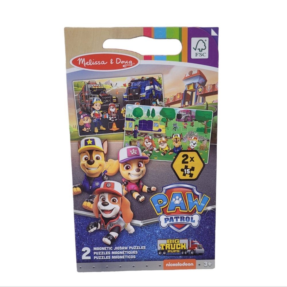 Melissa & Doug PAW Patrol 2 Magnetic Jigsaw Puzzles Big Trucks Pups 15 Pcs each